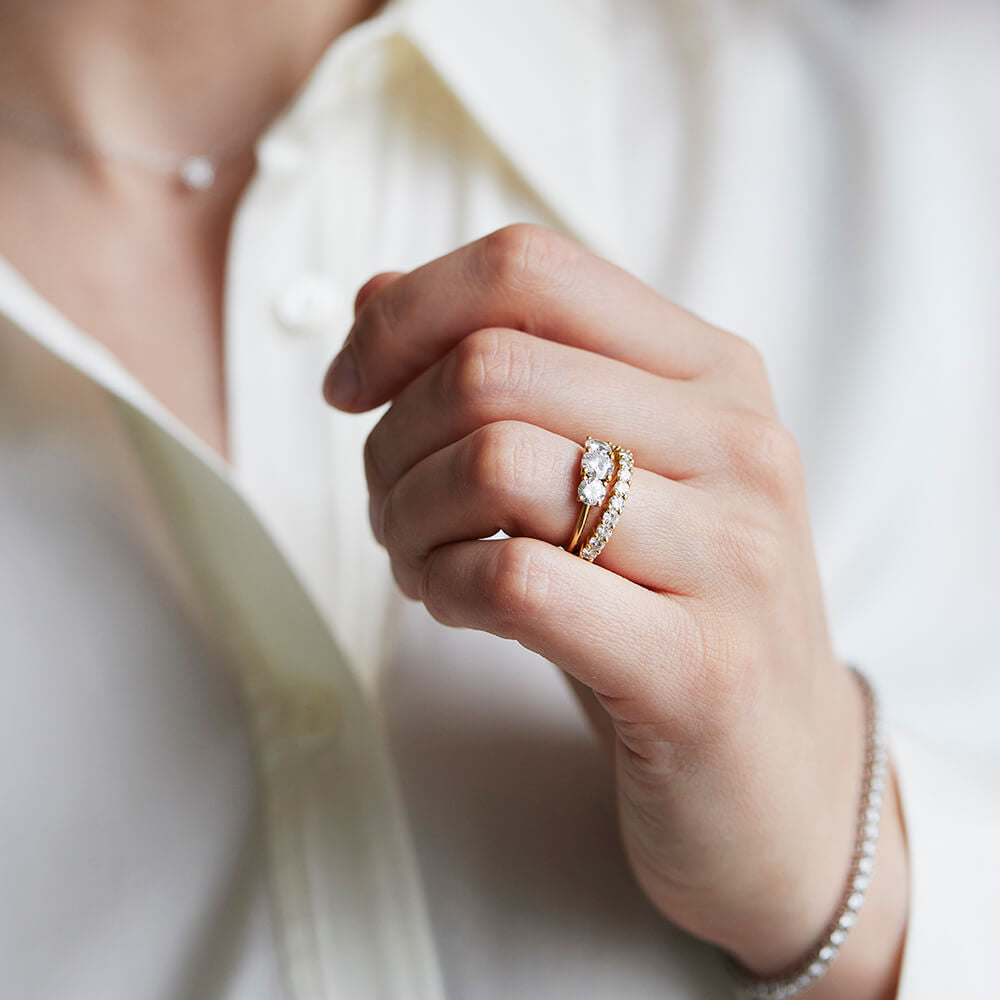Half Eternity Ring with Moissanite