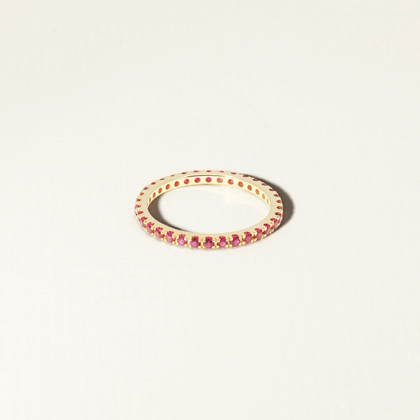 Eternity Ring Pink Ruby Yellow Gold