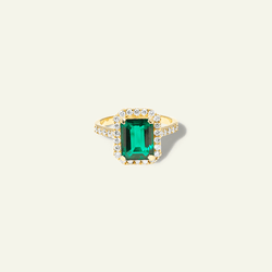 Emerald Ring with Halo