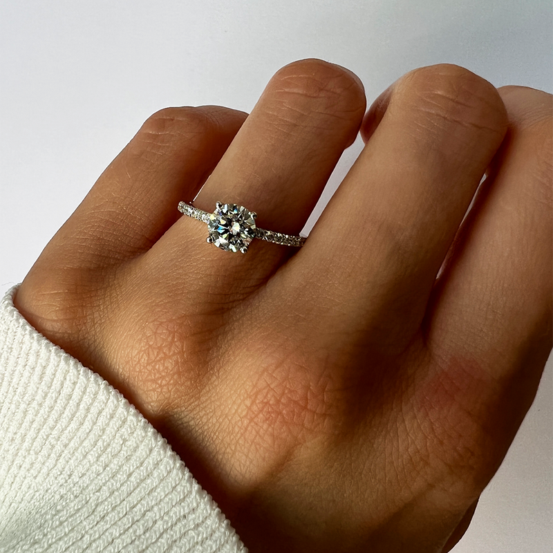 1-carat Round Solitaire Ring with Pavé