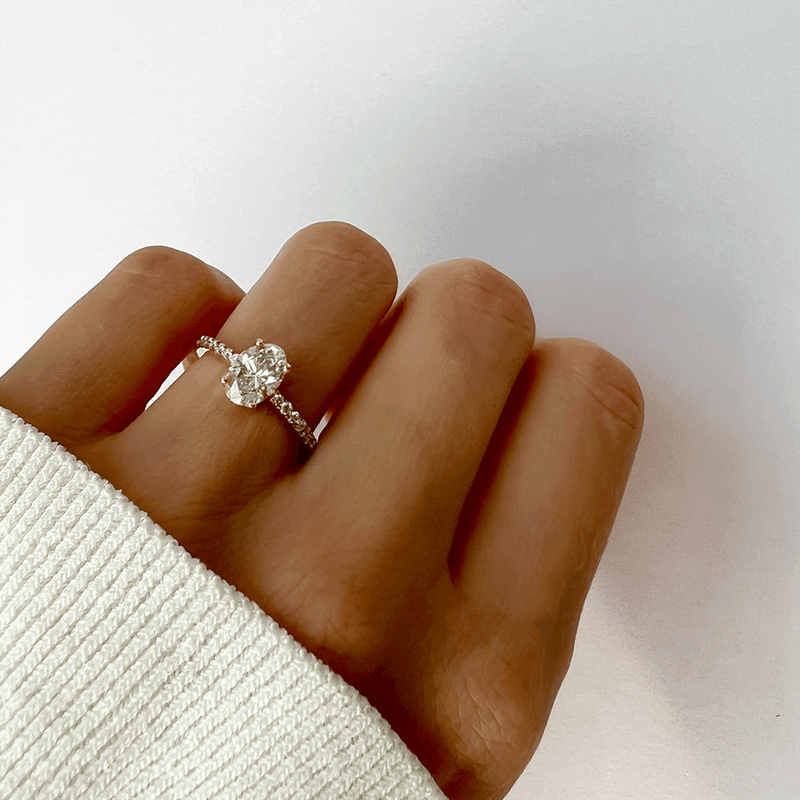 1-carat Oval Solitaire Ring with Pavé