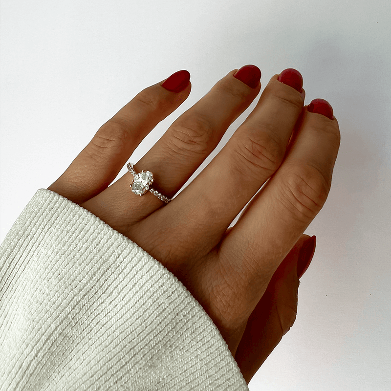 1-carat Oval Solitaire Ring with Pavé