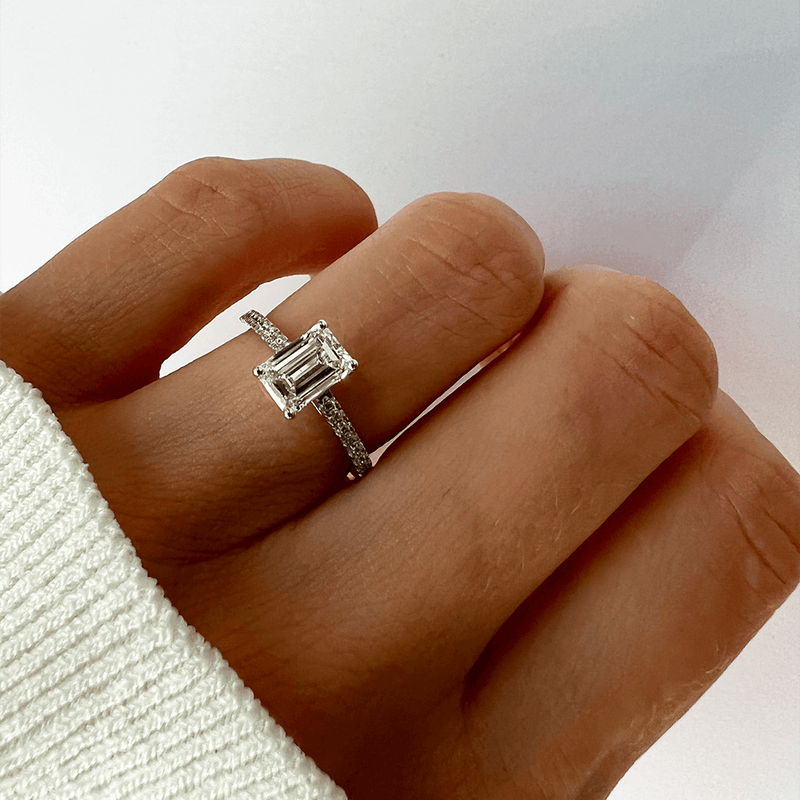 1-carat Emerald Solitaire Ring with Pavé