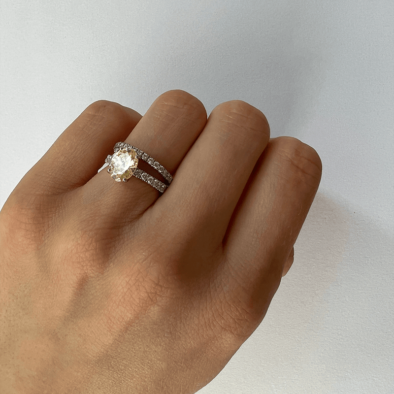 Yellow Sapphire Ring with Pavé