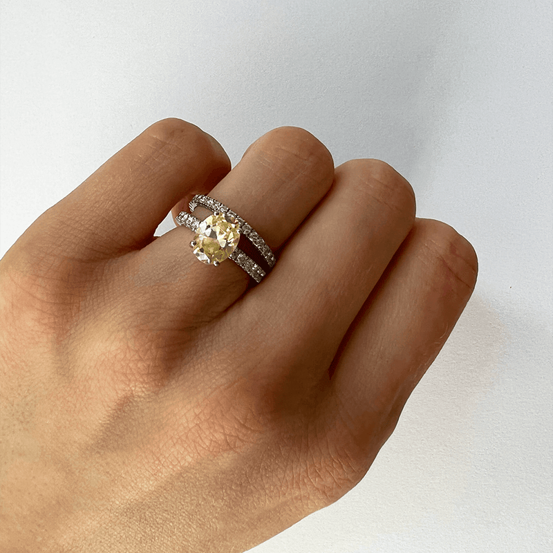 Yellow Sapphire Ring with Pavé