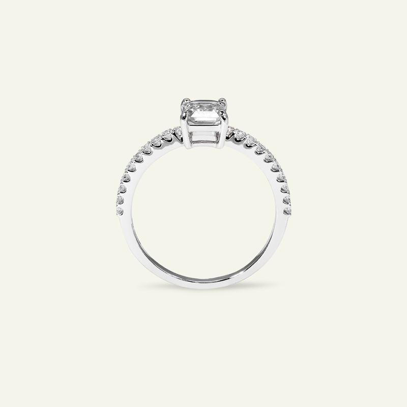 1-carat Emerald Solitaire Ring with Pavé