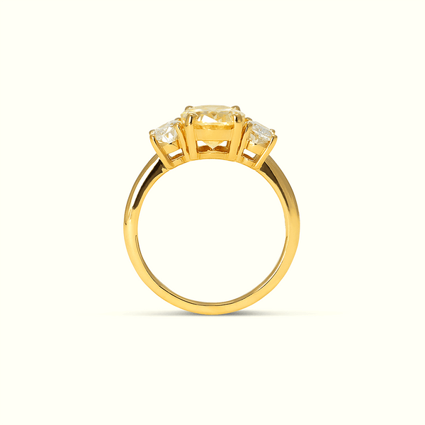 Yellow Sapphire Three Stone Ring