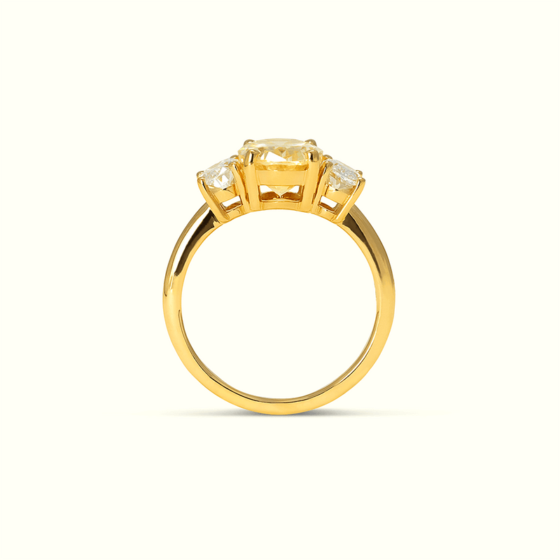 Yellow Sapphire Three Stone Ring